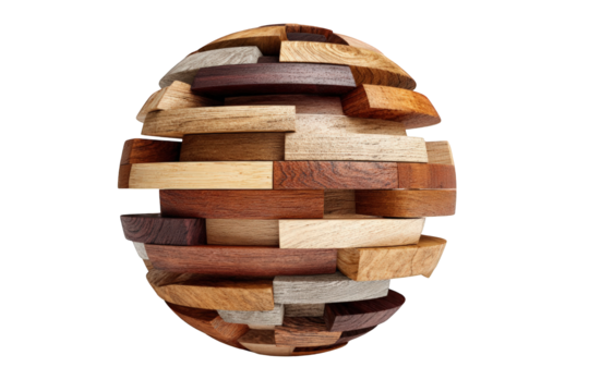 Sphere of various wood blocks