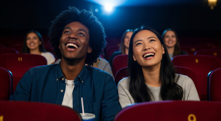 Diverse Young Couple at the Cinema