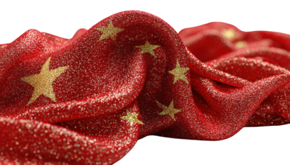 Rippled Chinese flag, textured