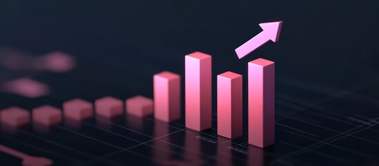 Pink bar graph showing upward trend and growth in business and finance representing success