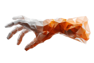 Low-poly hand reaching out