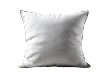 Elegant square white pillow for home decor on transparent background