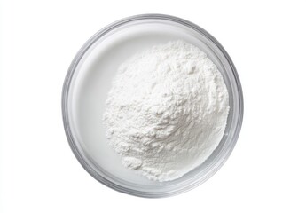 Powdered substance in a clear glass bowl