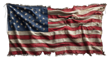 Frayed, dirty American flag