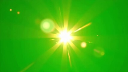 Bright sunburst with lens flare effect on a vibrant green background - Powered by Adobe