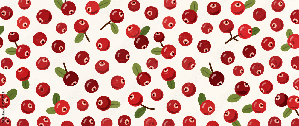 Poster red berries on a light background form a cheerful pattern
