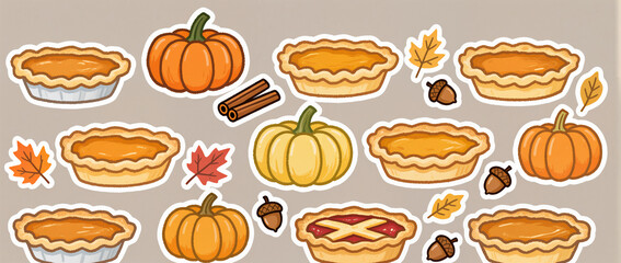 Harvest festival delights with pies and pumpkins in cozy fall setting