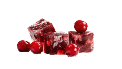 Frozen meat cubes with cranberries