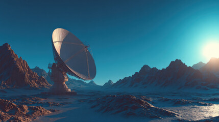 lander deploying antenna array on rugged mare terrain low sun casting long shadows crisp detail illustration concept scene visual for commercial design use high detail quality stock image illustration