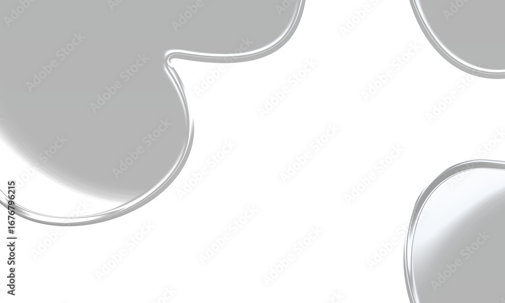 Poster abstract background of glossy liquid chrome shapes forming a modern frame with copy space, isolated 
