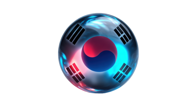 Circular South Korean flag design with glowing effect - Powered by Adobe