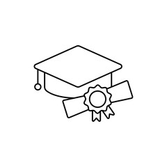 diploma icon outline editable stroke line drawing eps