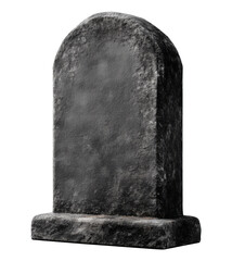Dark gray stone gravestone isolated on transparent background