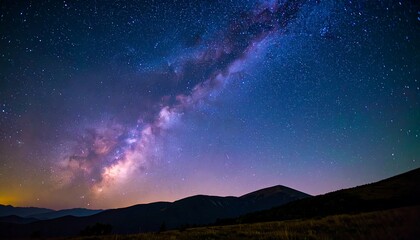 Night sky panorama with milky way