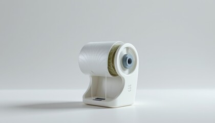 a futuristic sustainable compostable bag roll dispenser using seaweed film, enhanced by shell inspired grooves and durable and lightweight structure
