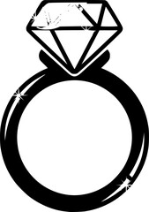 ring diamond glyph flat vector icon