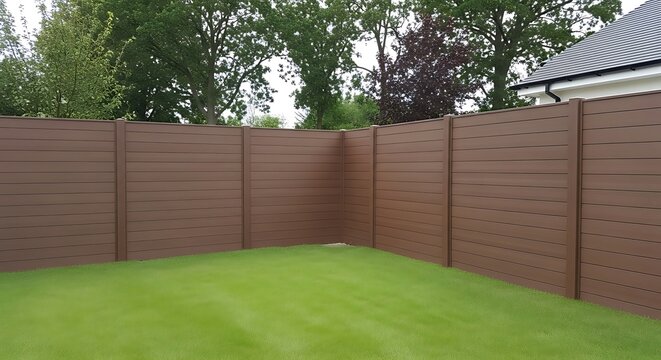 Modern Composite Fencing in a Garden Setting.