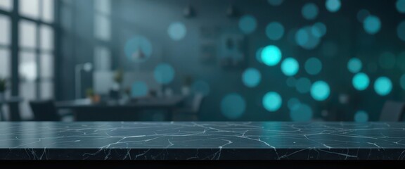  Deep Gray Surface Aqua Blurred Lights Minimalist Product Presentation Template