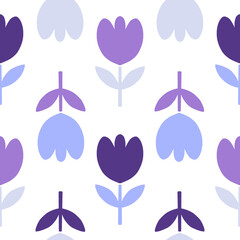Cute Tulip Pattern Seamless Design in Purple - Playful Style Transparent
