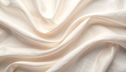 Obraz premium Creamy off-white smooth silk textile background with elegant folds and luxurious soft waves, perfect for abstract design concepts