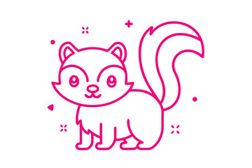 Cute Pink Squirrel Isolated on White Background Whimsical Design