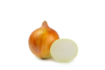 Onion isolated on white background. onion slice. onion rings. Fresh Yellow Onion. Natural, fresh, vegetarian food. Agricultural products. Healthy eating. Vegetables. Farmer's market.