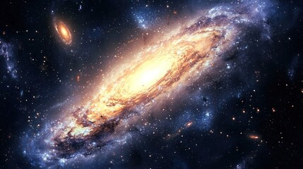 Fototapeta premium A cosmic scene with galaxies colliding