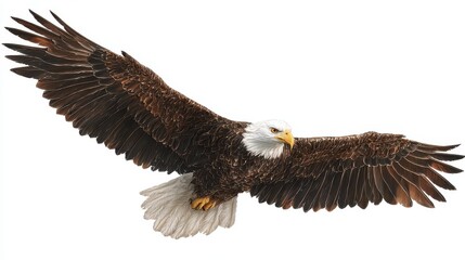 Obraz premium Majestic eagle soaring gracefully over the landscape during daylight hours