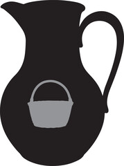  jug with beauty of basket in silhouette white background.