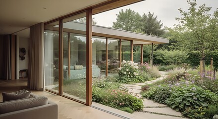 Modern Home with Lush Garden View.