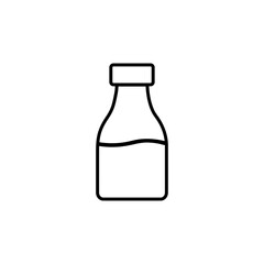 Outline Vector Icon of Milk Bottle, Dairy Drink, and Beverage Packaging Symbol