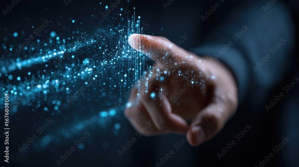 Poster digital interaction with data visualization enhancing user experience in technology environment