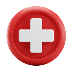 Fototapeta premium Red medical plus sign isolated PNG with Transparent Background