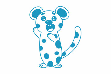 Cute Spotted Rodent Cartoon Character Standing with White Background, Icon