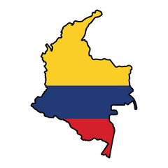 Obraz premium Vector Map of Colombia with National Flag Colors