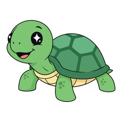 Adorable cartoon baby turtle character with sparkly eyes and a friendly smile ready for adventure vector