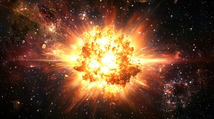 A bright, fiery supernova explosion in deep space