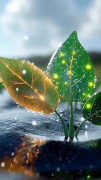 Plant photosynthesis cycle: chlorophyll function, sunlight absorption, oxygen release, carbon fixation, energy conversion, leaf process, natural growth, green reaction, eco balance, vital system,