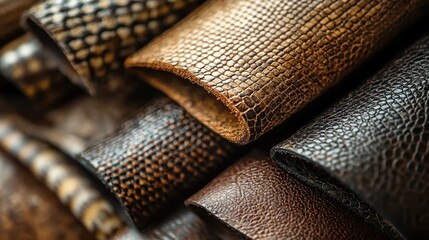 A close-up of exotic leather patterns in fine detail