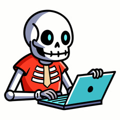 cartoon pirate with a laptop