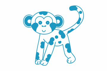 Cute Spotted Monkey Cartoon Design on White Background in Flat Style