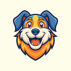 Obraz premium Happy Cartoon Dog Face Mascot – Cute Puppy Character with Big Smile, Floppy Ears, and Playful Expression, Adorable Pet Vector Illustration for Kids, Logos, and Animal Designs