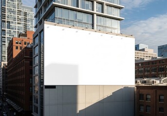 Obraz premium Large Blank Billboard Mockup on City Building for Outdoor Advertising