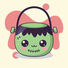 Cute Monster Halloween Candy Bucket.