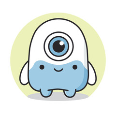 Cute one eyed cyclops monster cartoon character illustration.