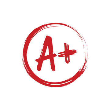 Red A+ Grade in a Hand-drawn Circle for School and Education Designs