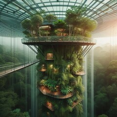 PerchElevated glass floor over plantsMist cooling