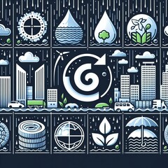 Rainy resilience and retention icons