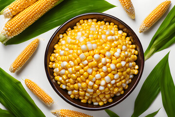 Fresh Sweet Corn Kernels Photo Food Background Flat Lay