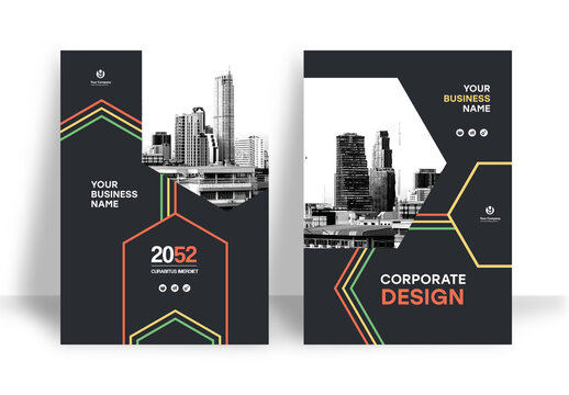 Business Report Cover Template &ndash;  Colorful Geometric Layout (A4)	
